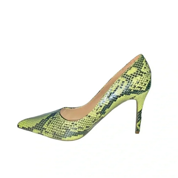 ROUGE* Women’s Neon Green & Black Snake Print Pointed Heels Size 10 - Picture 2 of 8